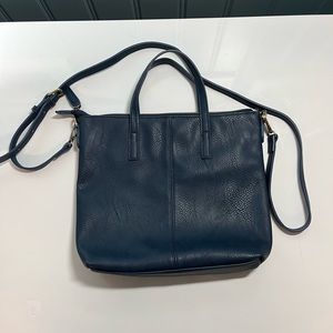 Joy Susan Navy shoulder bag with fun floral interior. Like new.